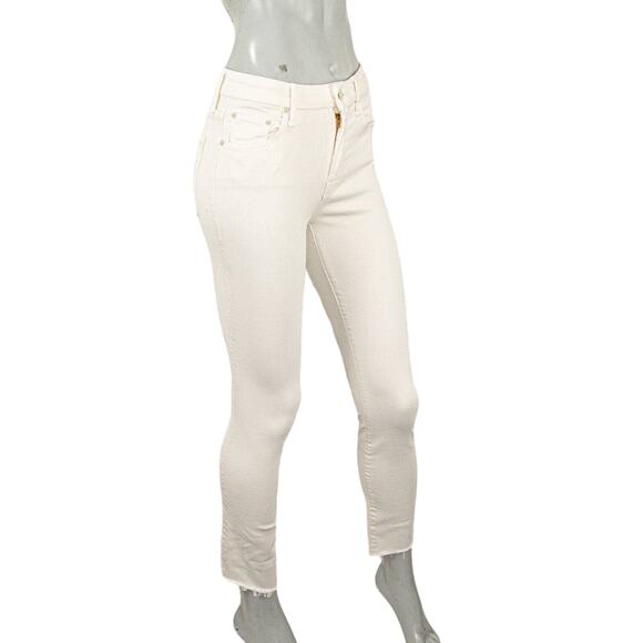 MOTHER Denim the Looker Ankle Fray Jeans Beige Mariposa light sz 25 - Picture 4 of 12